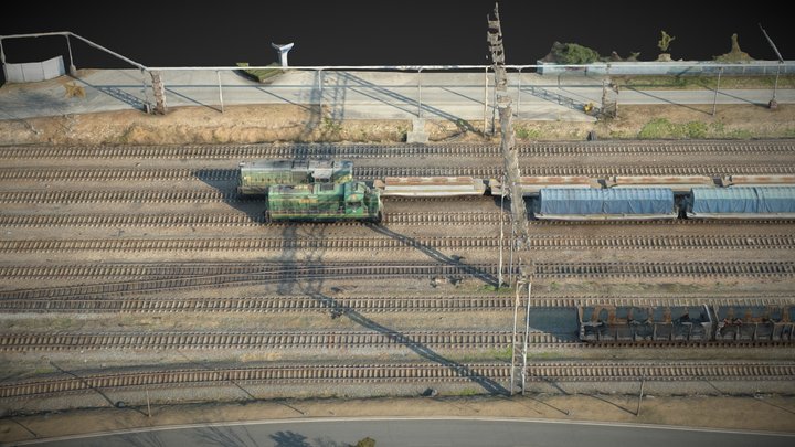 Railway maintenance depot and diesel locomotive – Kostenloses 3D-Modell STL