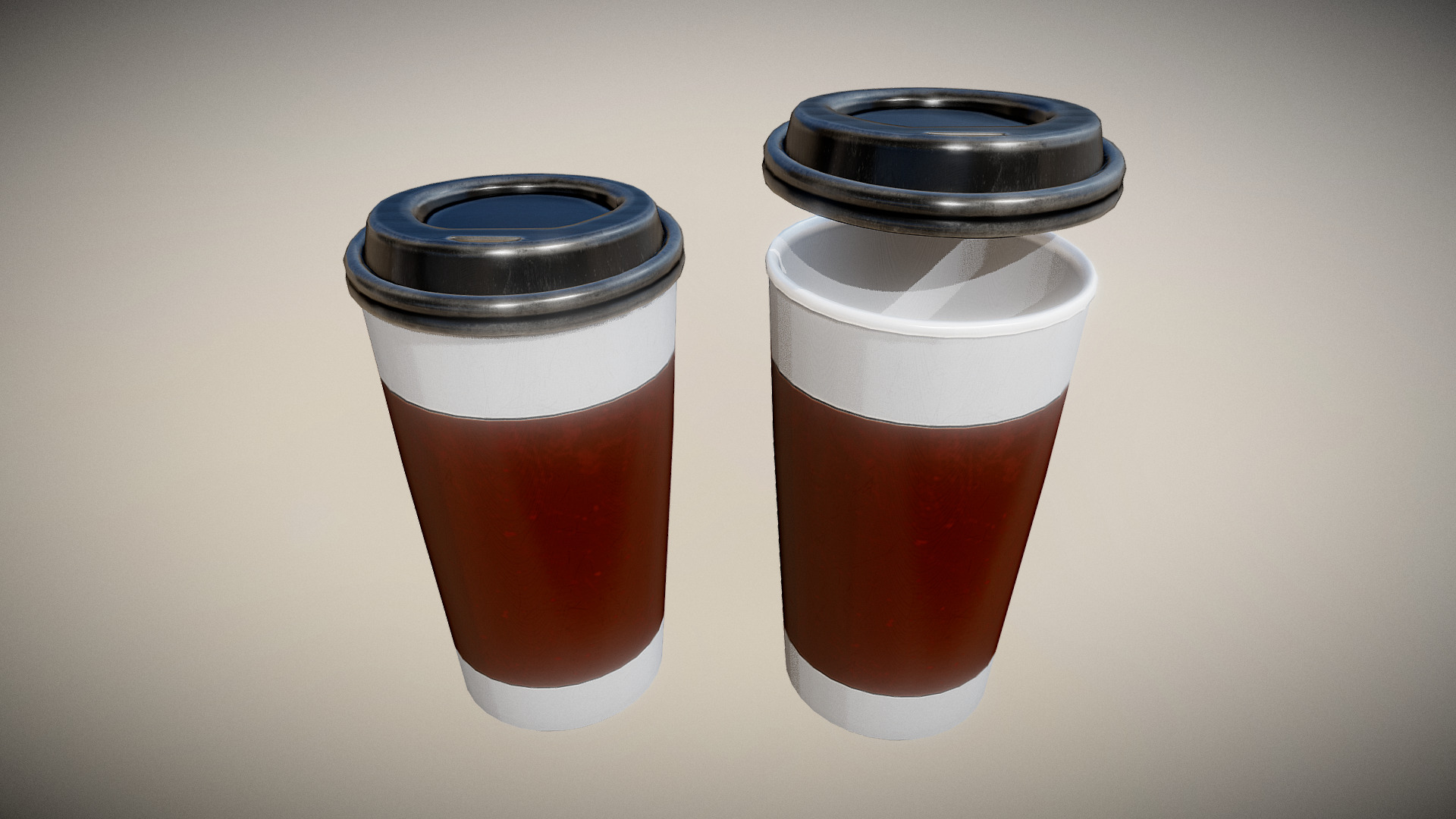 3D model Coffee To Go Cup Low Poly And Clean Version - This is a 3D model of the Coffee To Go Cup Low Poly And Clean Version. The 3D model is about a couple of glasses with liquid in them.