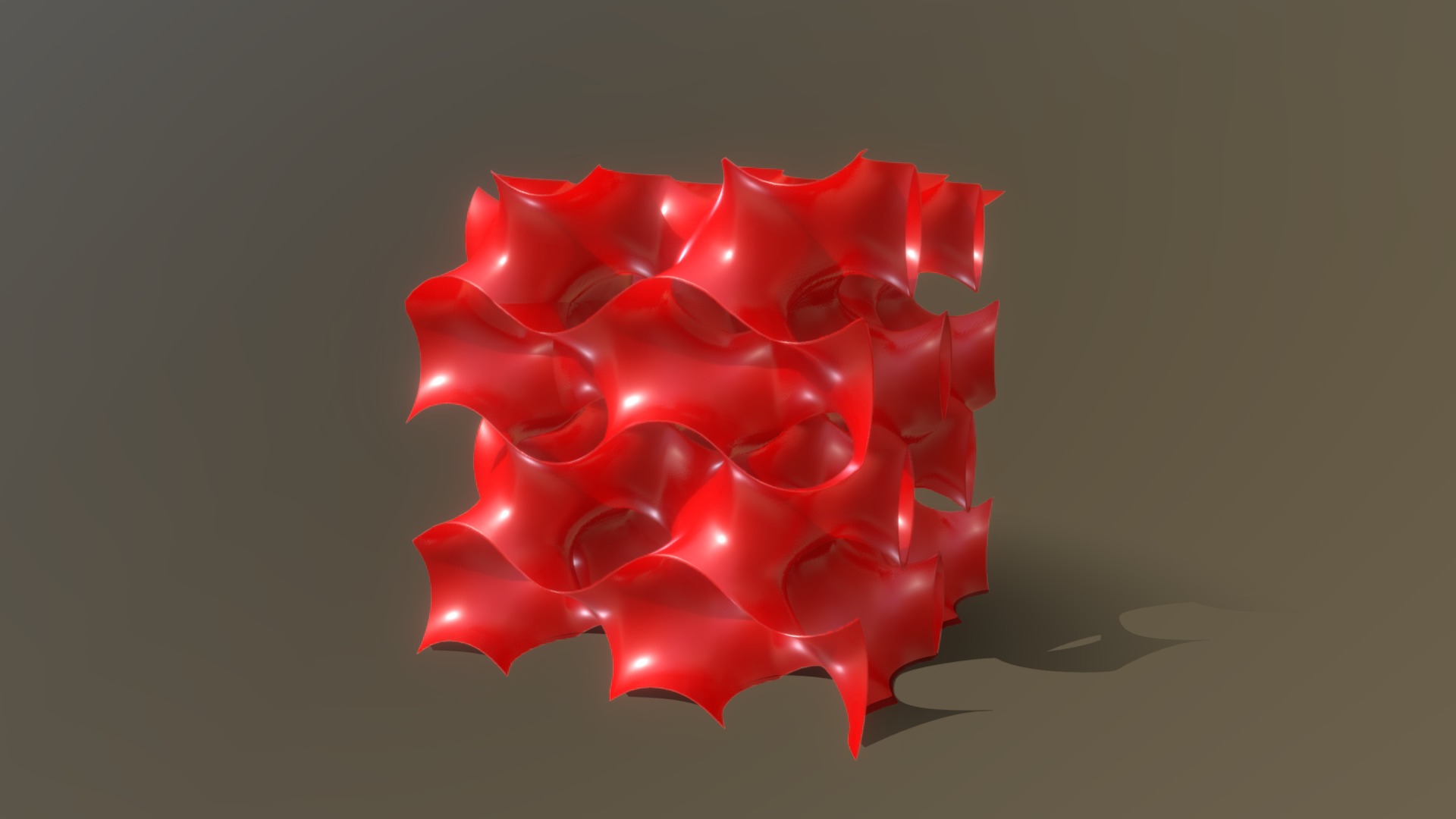3D model Gyroid Cube - This is a 3D model of the Gyroid Cube. The 3D model is about a red heart shaped object.