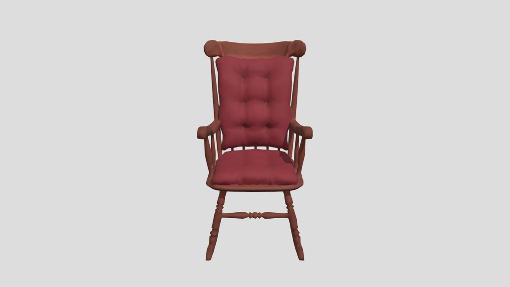 Red_ Cushioned_ Rocking chair_obj