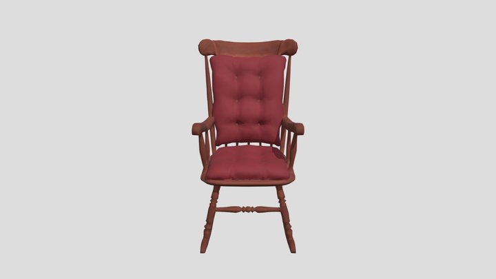Red_ Cushioned_ Rocking chair_obj – Gratis 3D-model STL