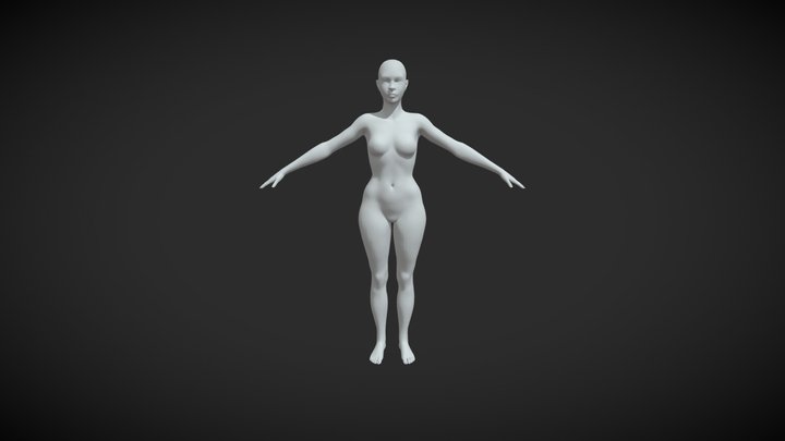 Female Body Mesh A-Pose 3D Model