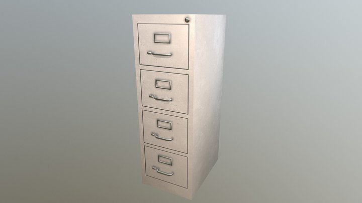 Filing Cabinet - Light Gray Variant 3D Model