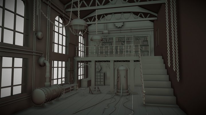 steampunk room 3D Model