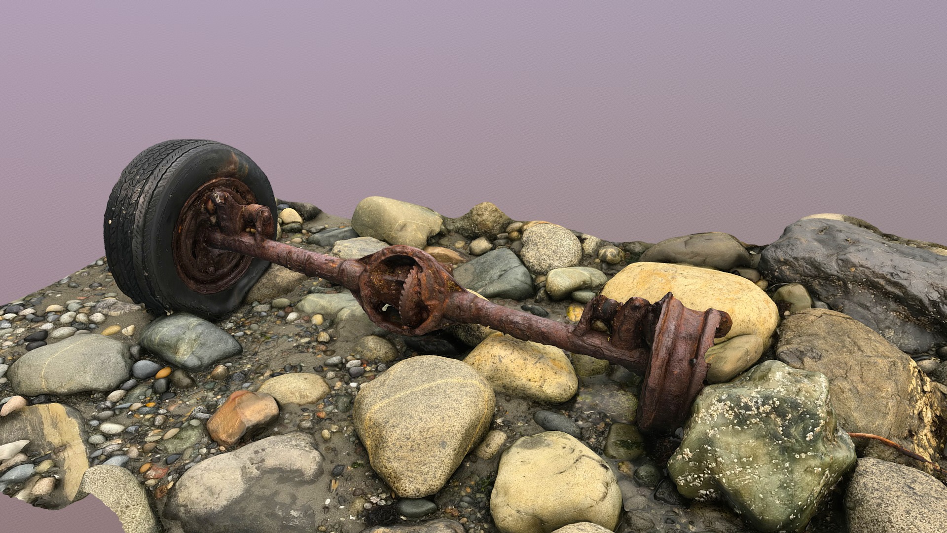 3D model Tire Axle 1 - This is a 3D model of the Tire Axle 1. The 3D model is about a pile of rocks.
