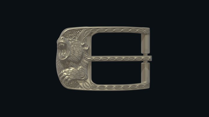 Roaring Bear Belt Buckle 3D Model