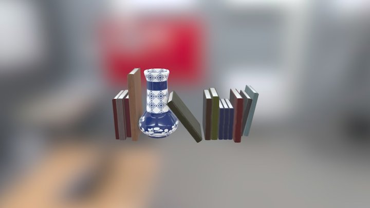 Books and Vase 3D Model