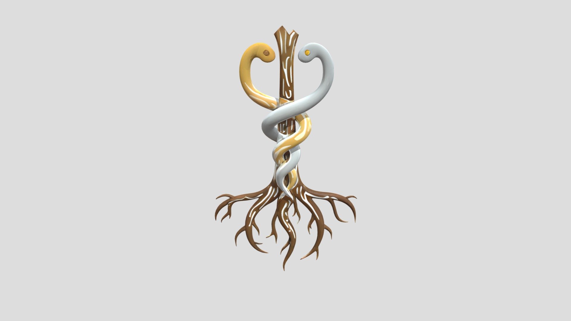 Caduceus with roots - 3D model by JaviMoGomez [83e76e6] - Sketchfab