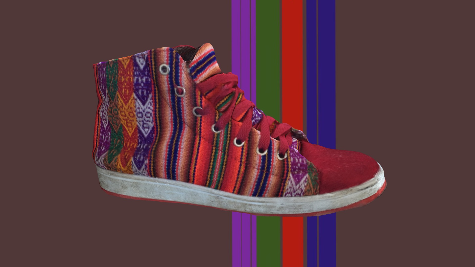 3D model Bolivian shoe - This is a 3D model of the Bolivian shoe. The 3D model is about a red and blue shoe.