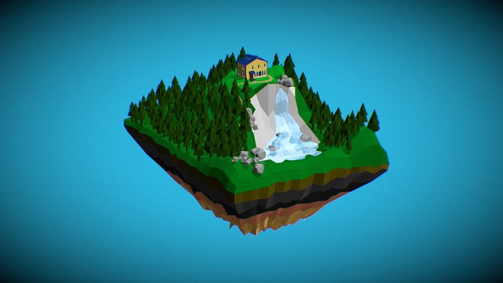 House near the waterfall 3D Model