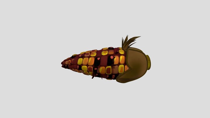 Burnt Popped Corn Cob 3D Model