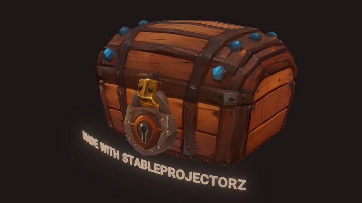 Large chest with a big lock StableProjectorz 3D Model