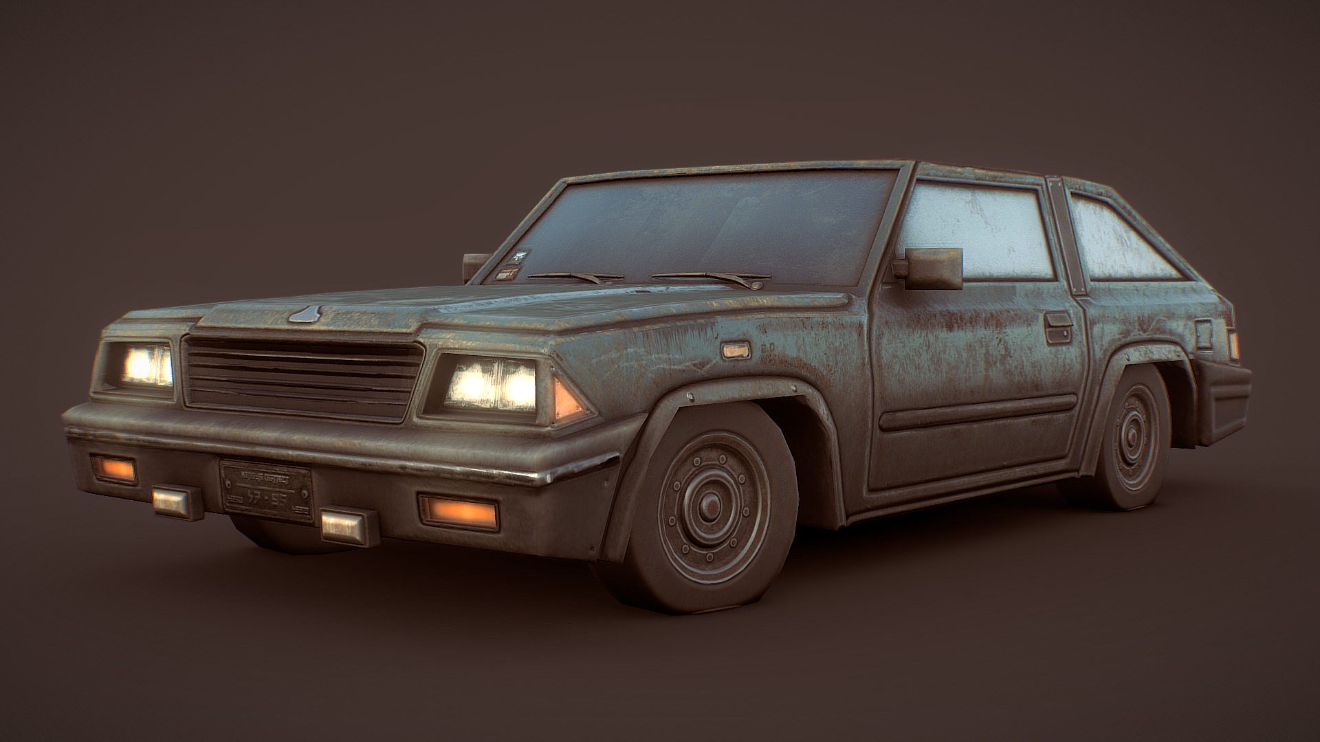 3D model Boxy Hatchback - This is a 3D model of the Boxy Hatchback. The 3D model is about a car parked on a road.