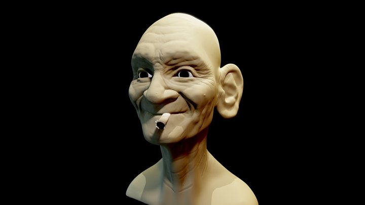 Old Man Head 3D Model