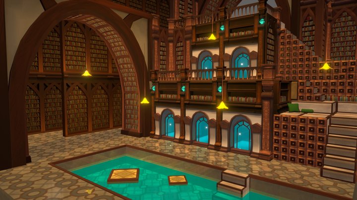 Fantasy Library 3D Model