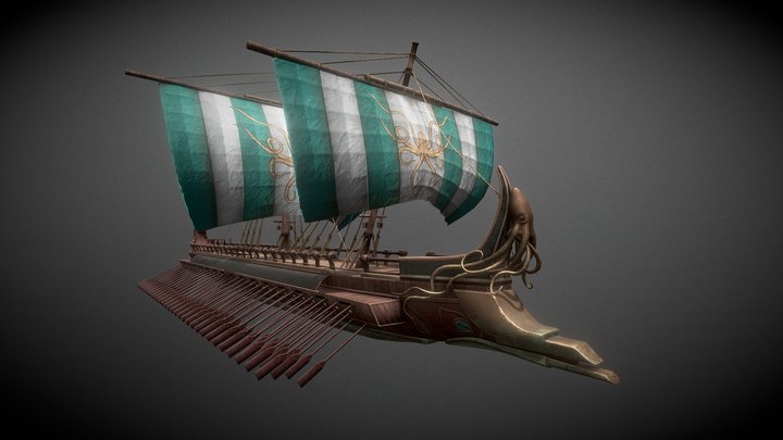 Mid Poli_Trireme 3D Model