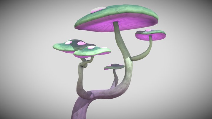 Mushroom tree (flat) 3D Model