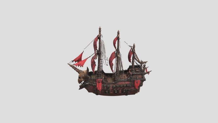 Crimson Skullship 3D Model