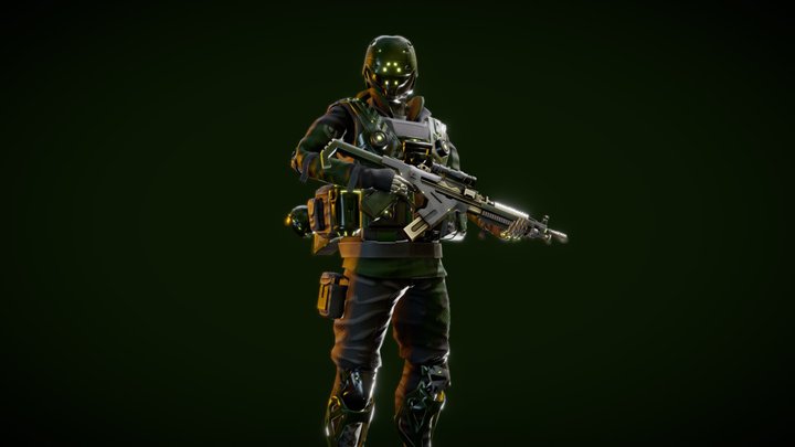Cyberpunk Green-G Robot 3D Model