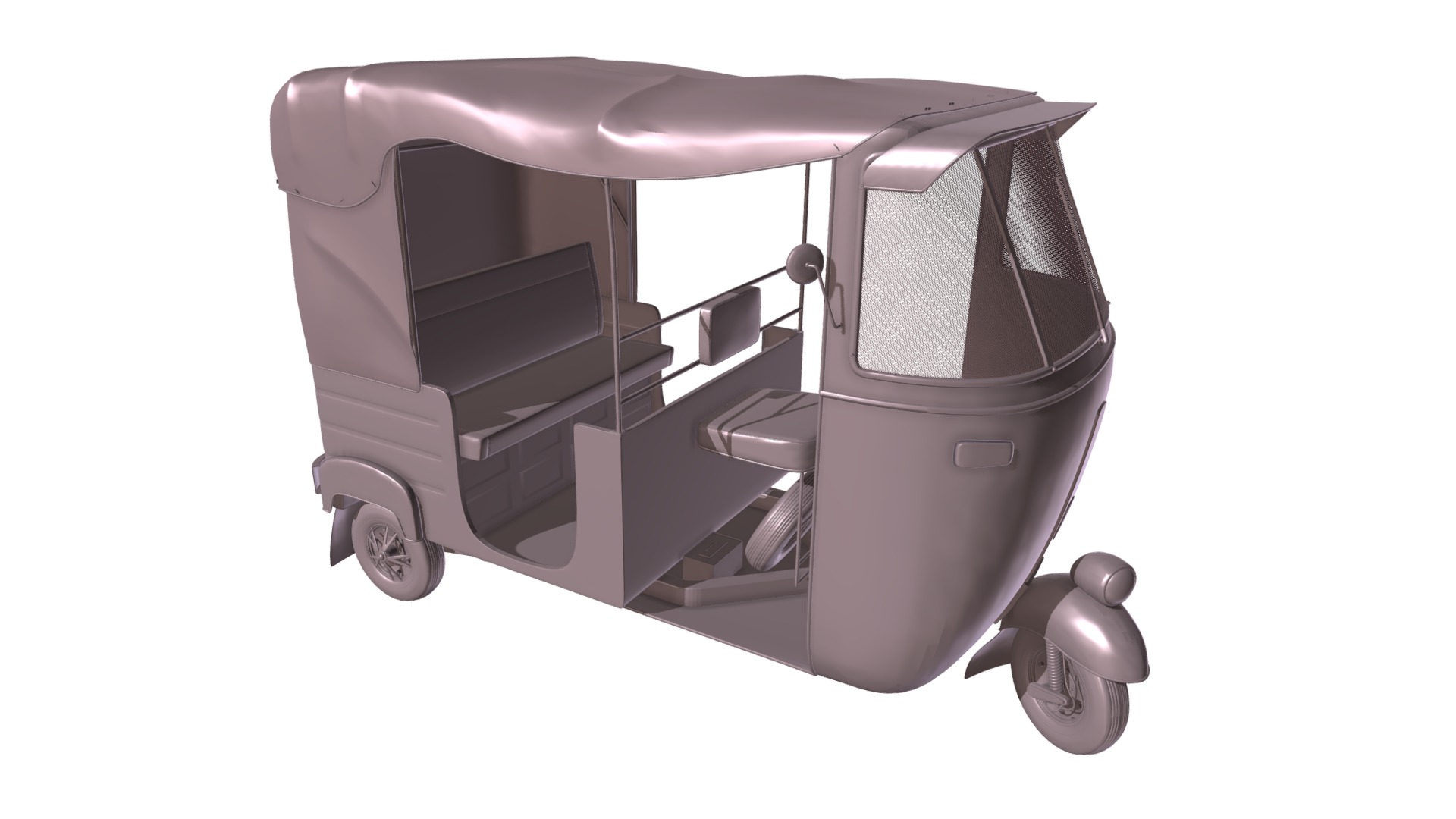 3D model Bajaj Rickshaw Indian Mini Taxi - This is a 3D model of the Bajaj Rickshaw Indian Mini Taxi. The 3D model is about a grey and black shopping cart.