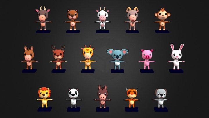 Humanoid Animal Characters:16 Unique Humanoids 3D Model
