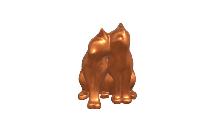 Abstract sculpture of two cats 3D Model