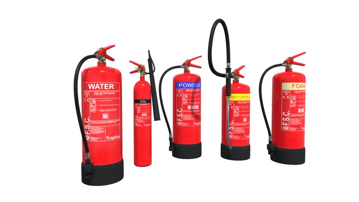 Fire Extinguisher Types and Uses 3D Model