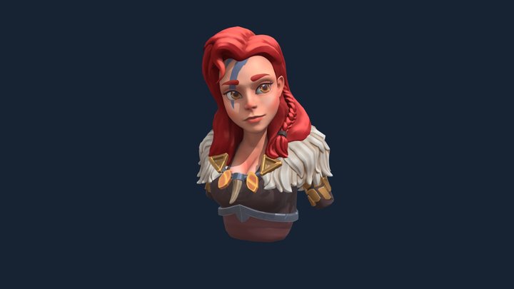Red-haired warrior girl 3D Model