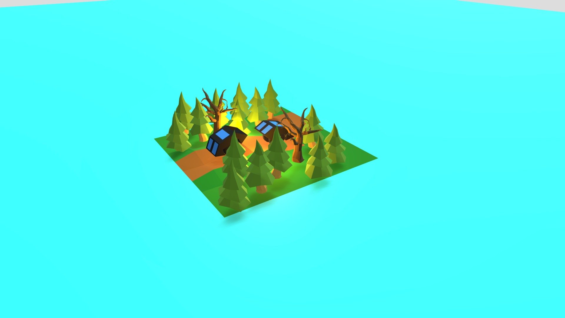 Low Poly Sci fi car with a bit of scenery.