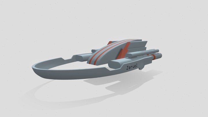 SPACESHIP lowpoly game ready star ship zeruel 3D Model