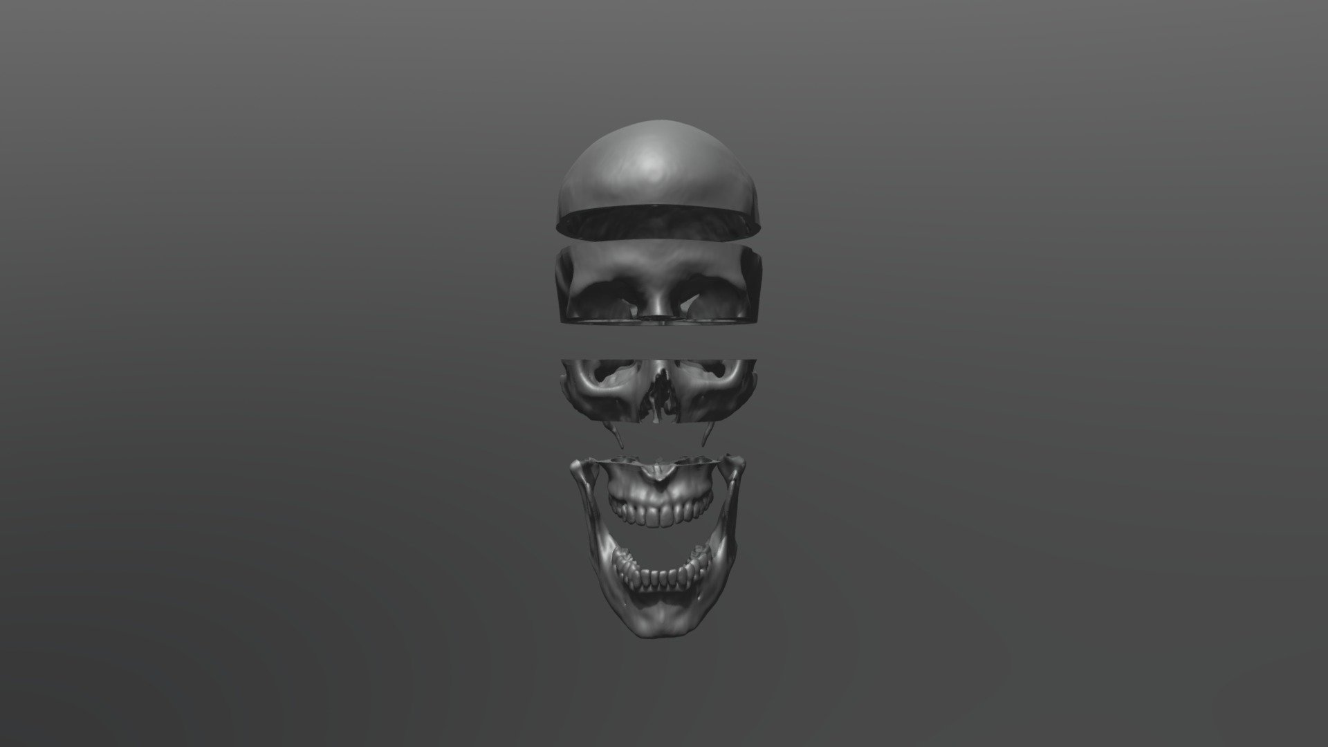 Skull HD, 5 parts, for 3D printing
