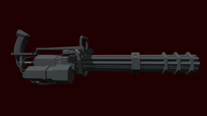 Low Poly M134 Minigun 3D Model