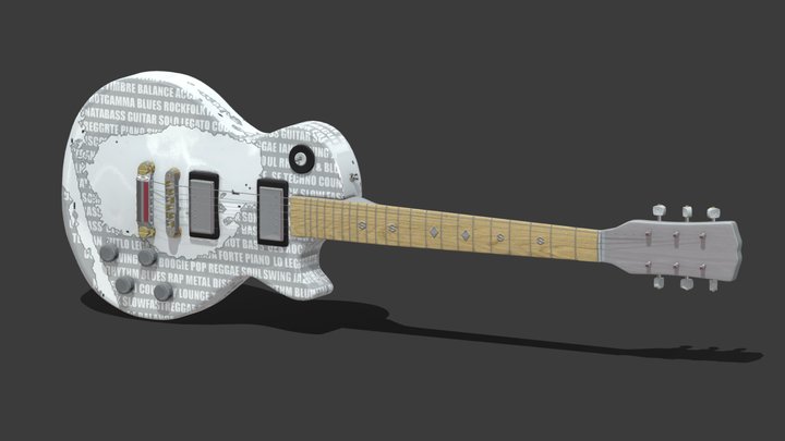 #GuitarTexturingChallenge White Guitar 3D Model