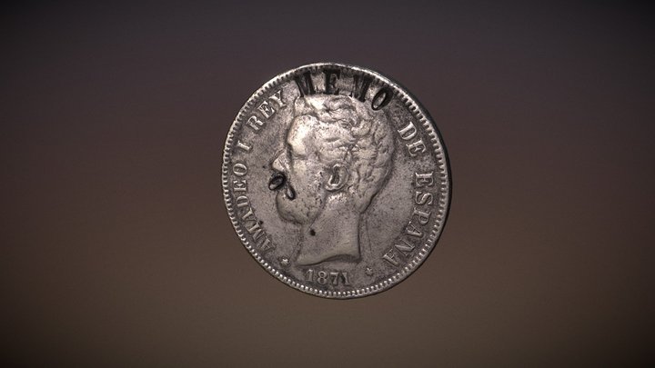 Amadeo I - Duro de plata (1871) 3D Model
