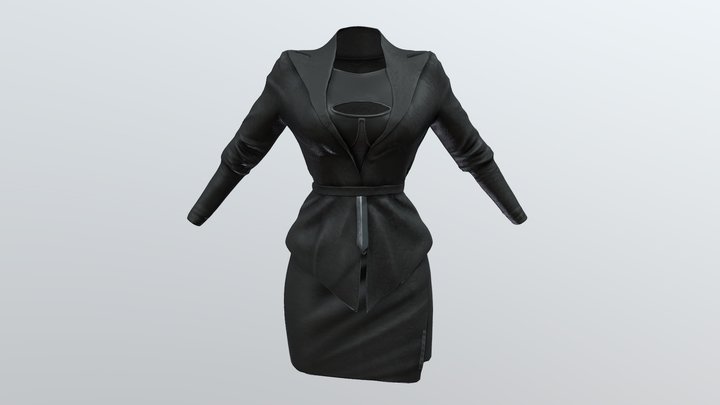 Female Cyberpunk Formal Skirt Suit 3D Model
