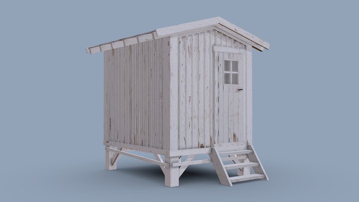 White Shed or Beach Hut 3D Model