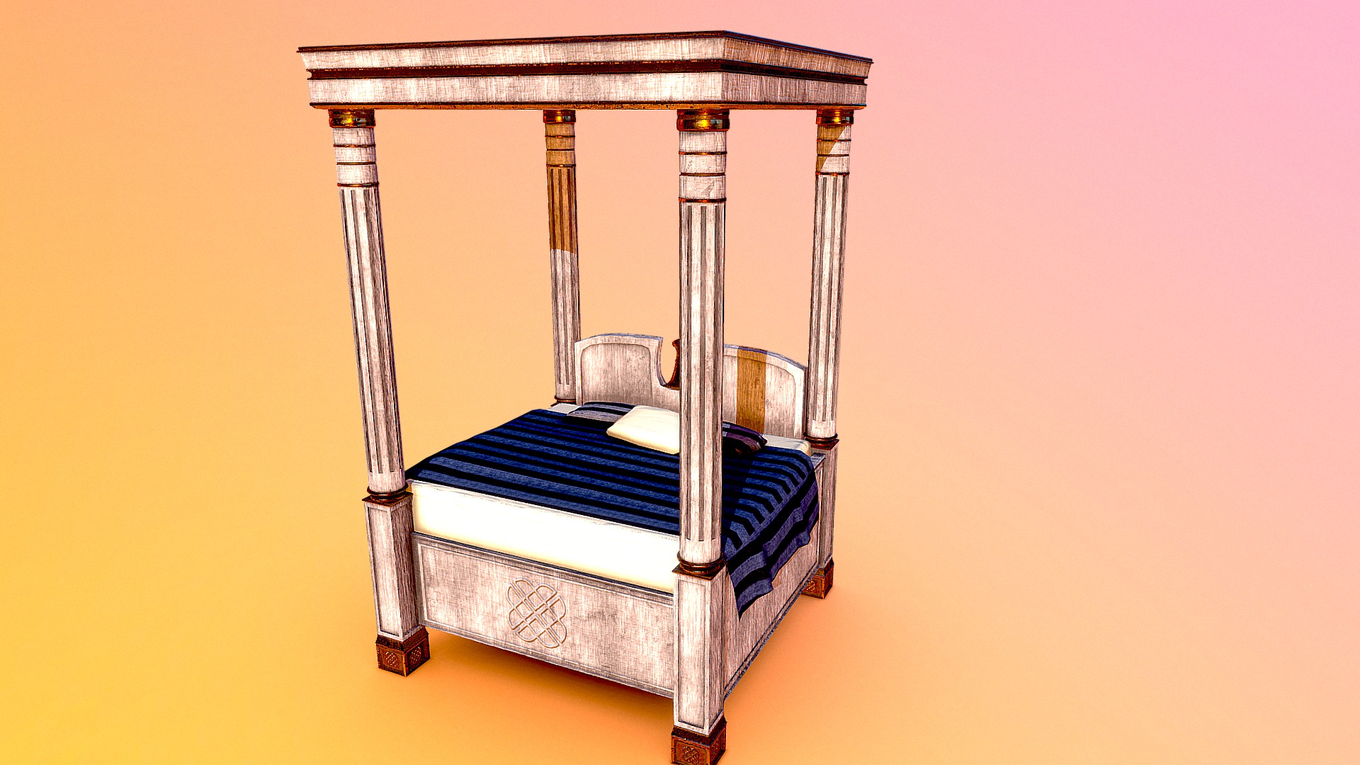 3D model Old Bed - This is a 3D model of the Old Bed. The 3D model is about a small wooden birdhouse.