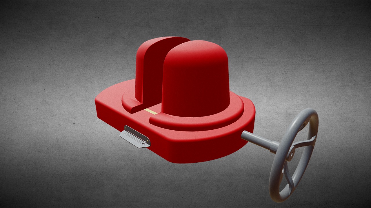 3D model Hat Stretcher #2 - This is a 3D model of the Hat Stretcher #2. The 3D model is about a red chair with a silver handle.