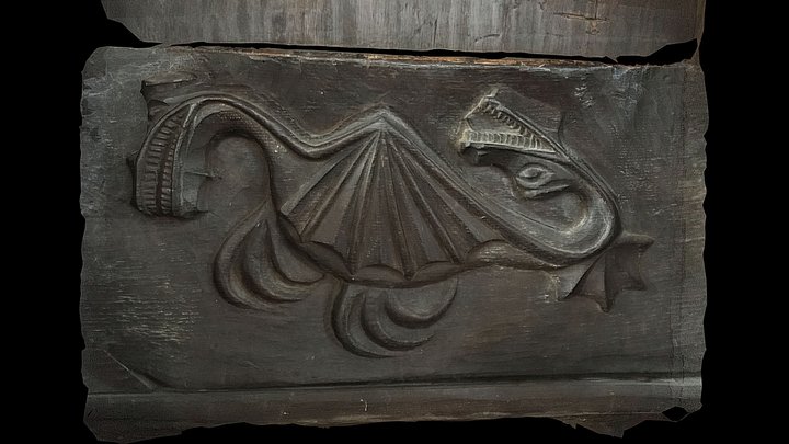 Carved wood beast misericord, Ulcombe Church 3D Model