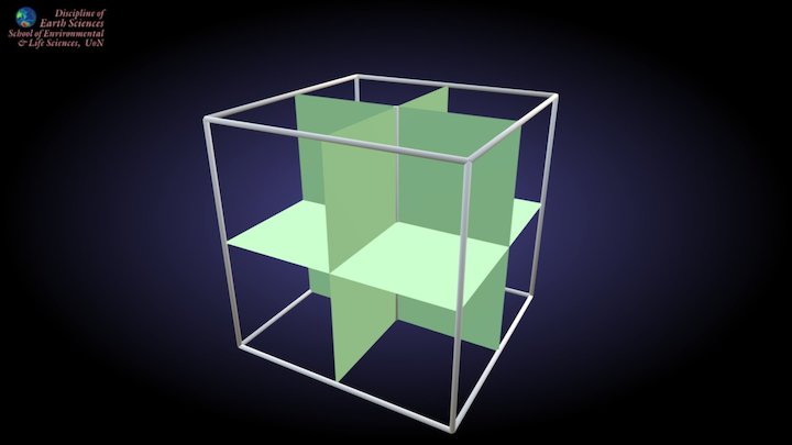 Cube with three orthogonal mirror planes 3D Model
