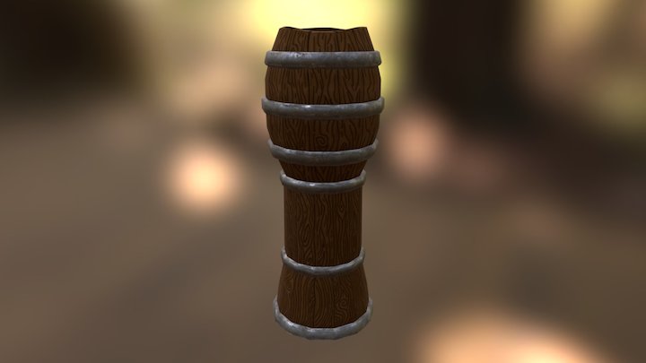 Stylized beer barrel + handle 3D Model