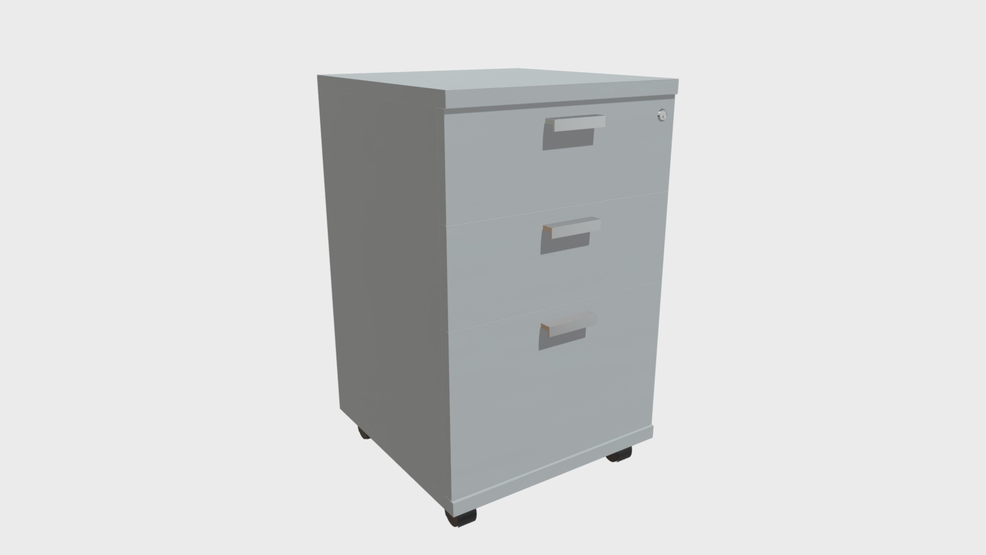 3D model Wheeled filing cabinet - This is a 3D model of the Wheeled filing cabinet. The 3D model is about a grey rectangular box.