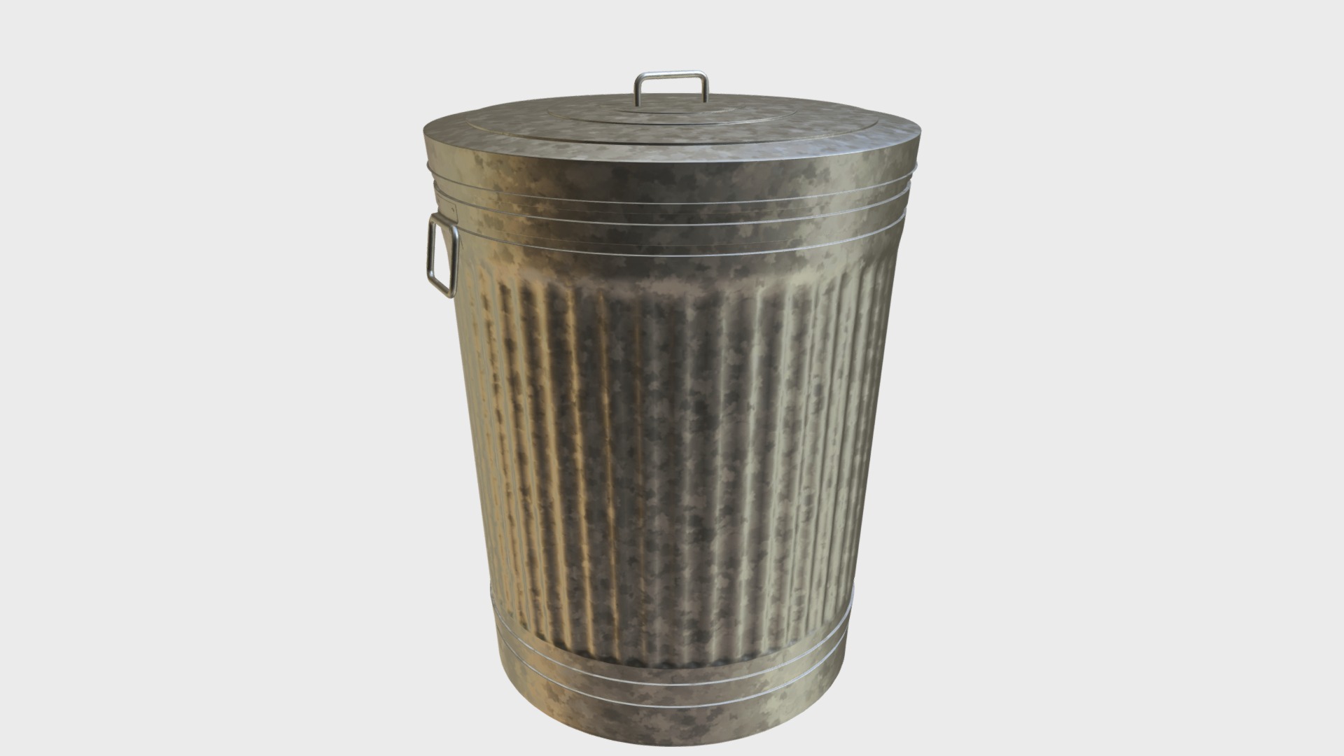 3D model Metallic trash can closed - This is a 3D model of the Metallic trash can closed. The 3D model is about a metal can with a handle.