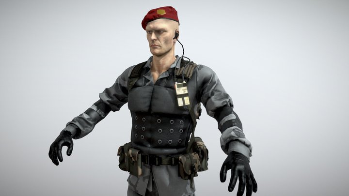 soldier in Urban camouflage from the 90s 3D Model