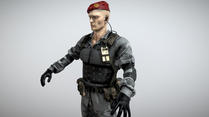 soldier in Urban camouflage from the 90s 3D Model