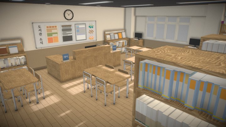 Interior scene - K School Library Interior 3D Model