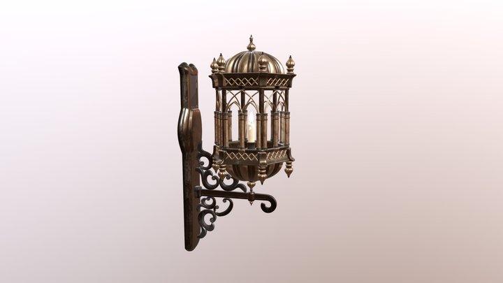 Candle Chandelier Wall Light Gothic Medieval 3D Model