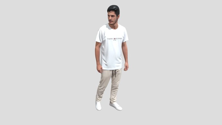 Casual White Tee And Beige Joggers – Free 3D Model STL