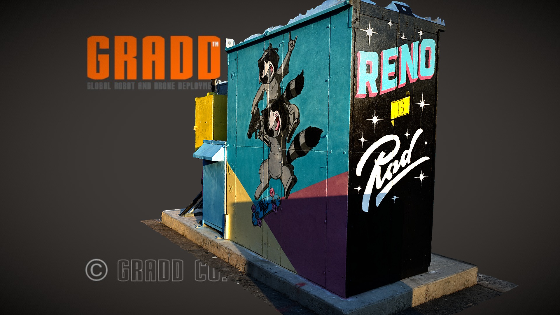 3D model GRADD 3D Model of Reno is Rad, Reno, NV - This is a 3D model of the GRADD 3D Model of Reno is Rad, Reno, NV. The 3D model is about a poster of a cartoon character.