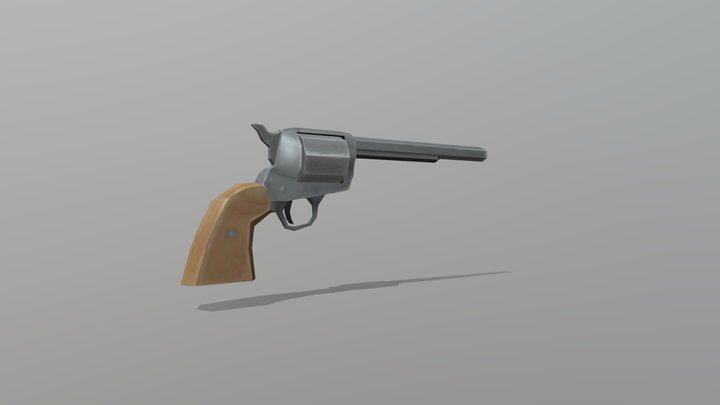1874 Colt Single Action Army Revolver - Low Poly 3D Model
